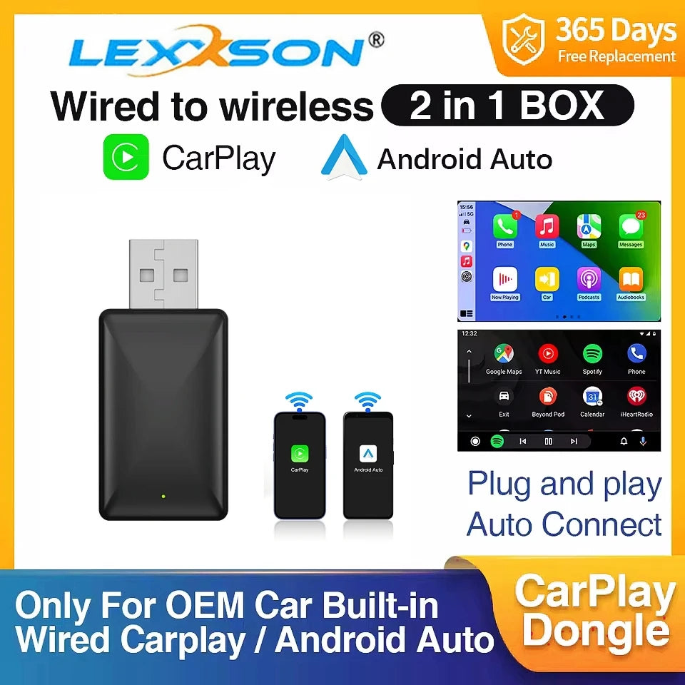 2in1 Wireless CarPlay Dongle Wireless Android Auto Adapter AI Smart Box Car Intelligent Sy | AUTOKITSHOP