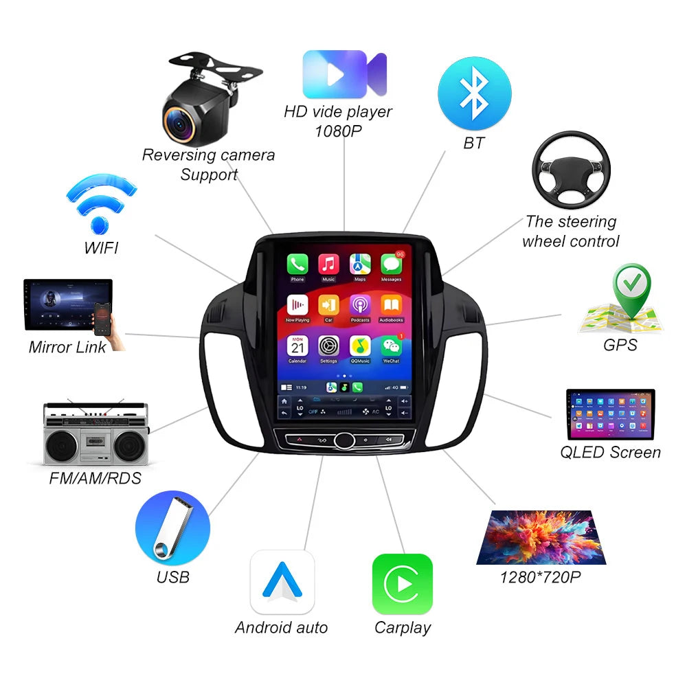 9.7 Inch Android 16 For Ford Kuga 2 Escape 3 2012-2019 Head Unit Navigation Car Gps Auto R | AUTOKITSHOP