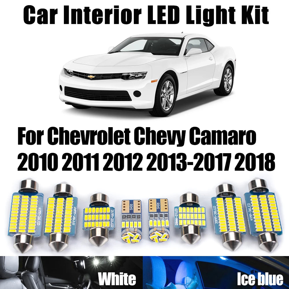 8-Piece LED Interior Light Kit for Chevrolet Chevy Camaro 2010- 2016 - Canbus Dome Map Door Trunk Bulbs | AUTOKITSHOP