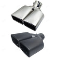 Exhaust Tip Universal Double Outlet Nozzle Rear Muffler Tip Stainless Steel Square Mouth Exhaust - Automotive LED Light