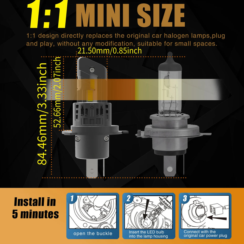 H4 Led Headlight HB2 9003 64193NBS P43t Base Socket 12v GC 5735