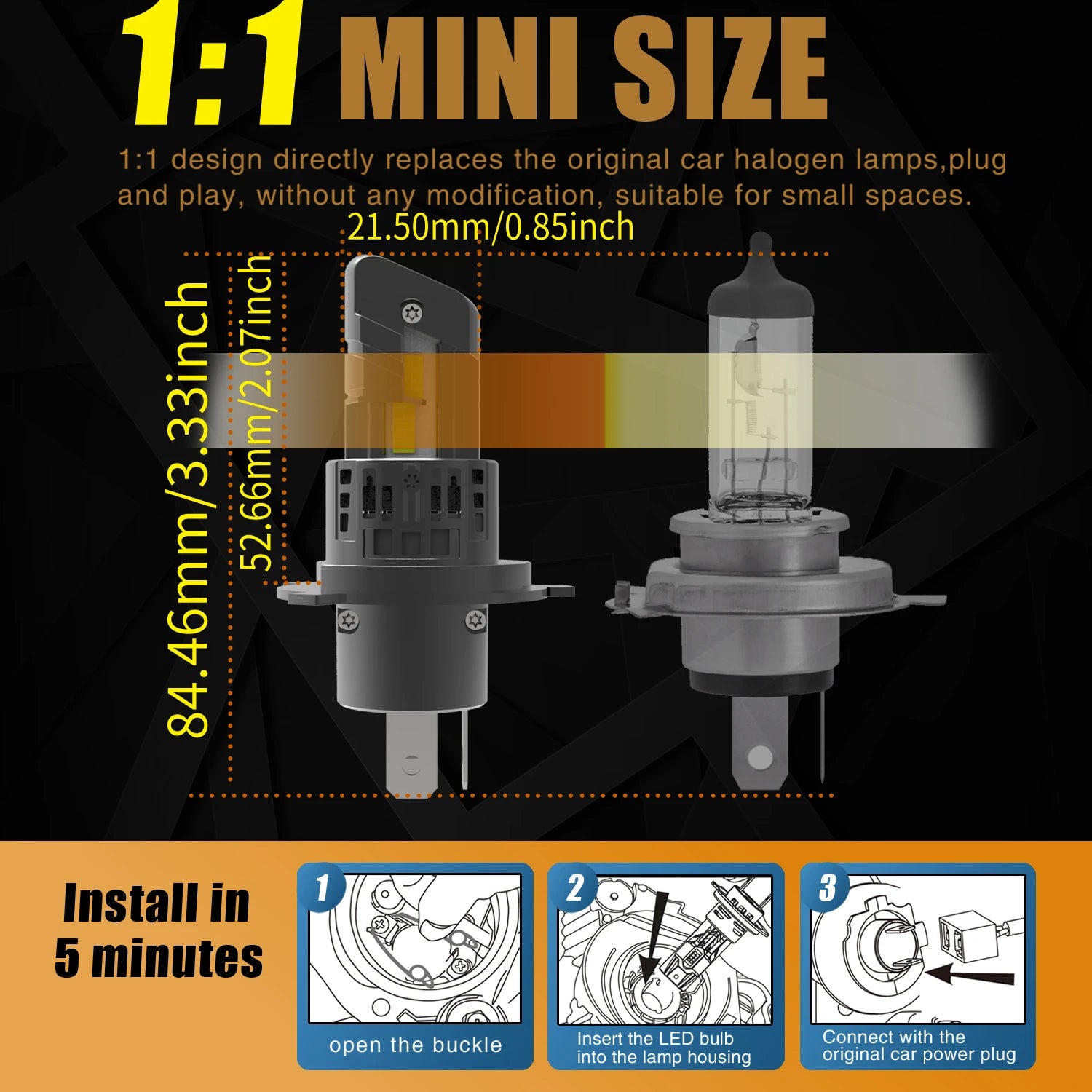 H4 Led Headlight HB2 9003 64193NBS P43t Base Socket 12v GC 5735