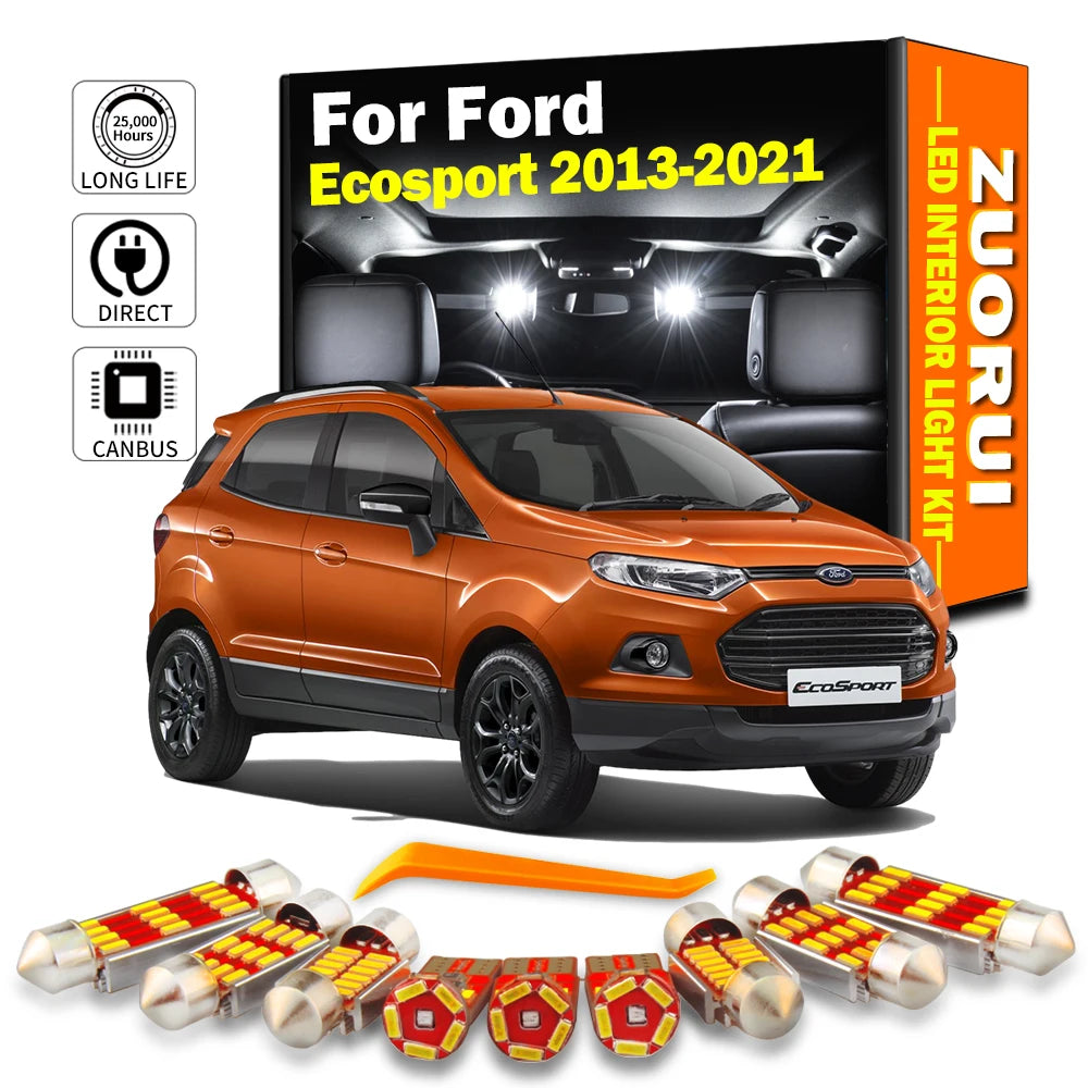 13-Piece LED Interior Light Kit for Ford Ecosport - Canbus Error-Free Bulbs | AUTOKITSHOP
