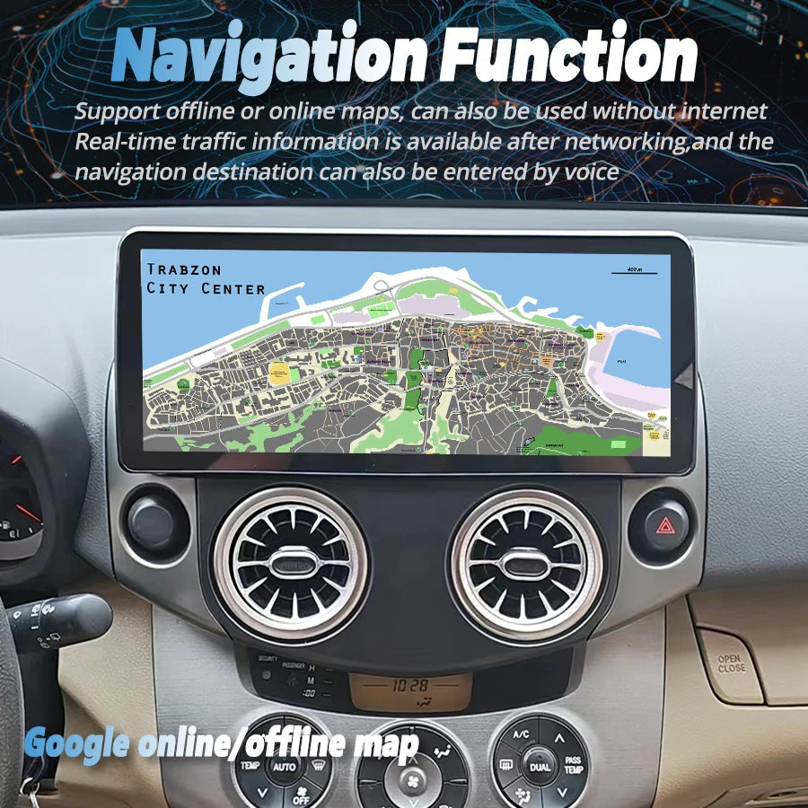 12.3inch Car Radio For Toyota RAV4 RAV 4 2005-2013 Android 14 Screen Stereo Multimedia Vid