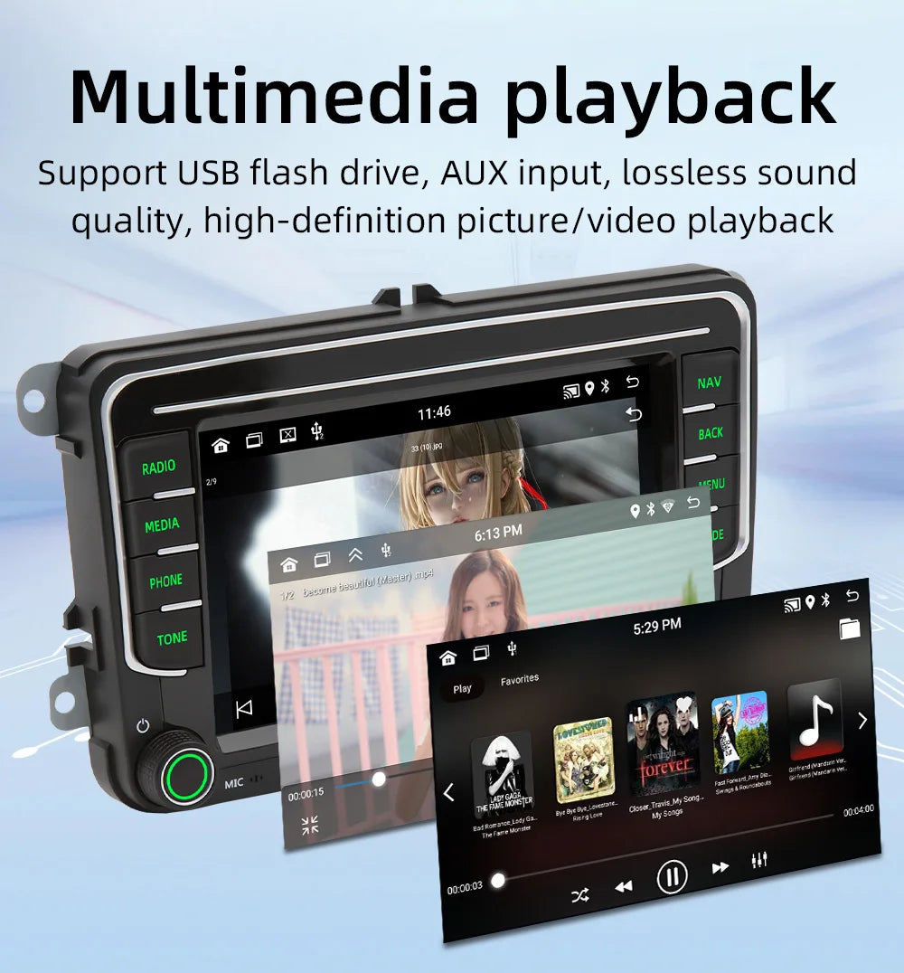 7" 8" 9" Android 16 For VW Passat B7 CC Polo Golf 5 6 Jetta MK5 MK6 Wireless CarPlay Andro