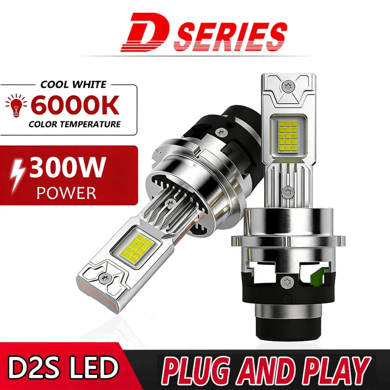 D SERIES LED Headlight HID Bulbs D2S D4S 1:1 Replace Headlamp 12V 24V Canbus 6000K 30000LM