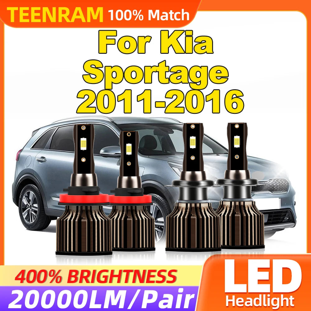 Turbo LED Headlight 40000LM Canbus Car Lamps 6000K High Low Beam Auto Lights For Kia Sport