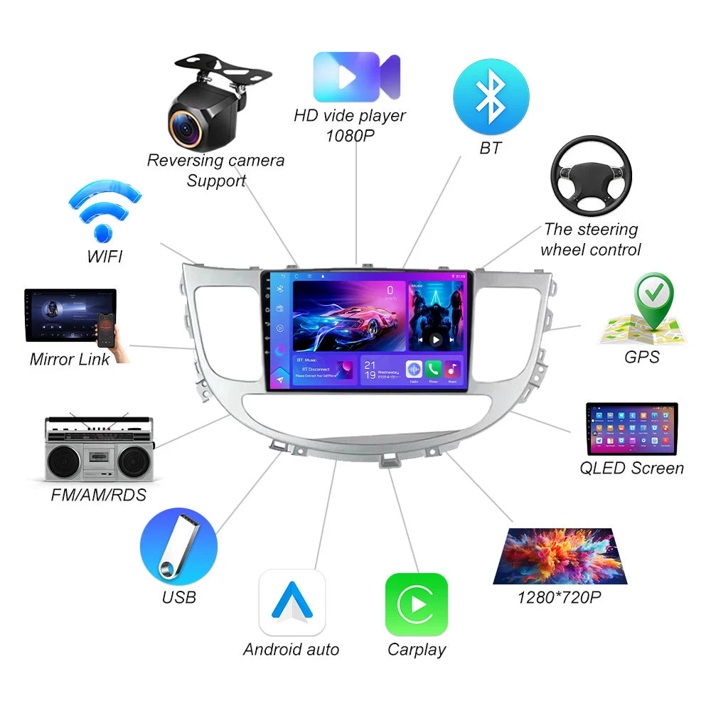 Android 16 For Hyundai Rohens Genesis 2008 - 2013 Video Playe One Car Radio Dsp Qled Carpl | AUTOKITSHOP