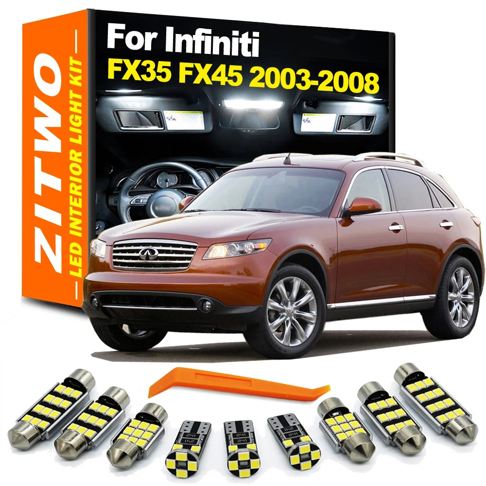 ZITWO 17Pcs Complete LED Bulb Interior Door Dome Light Kit For Infiniti FX35 FX37 FX45 FX50 FX30d 2003 2004 2005 2006 2007 2008