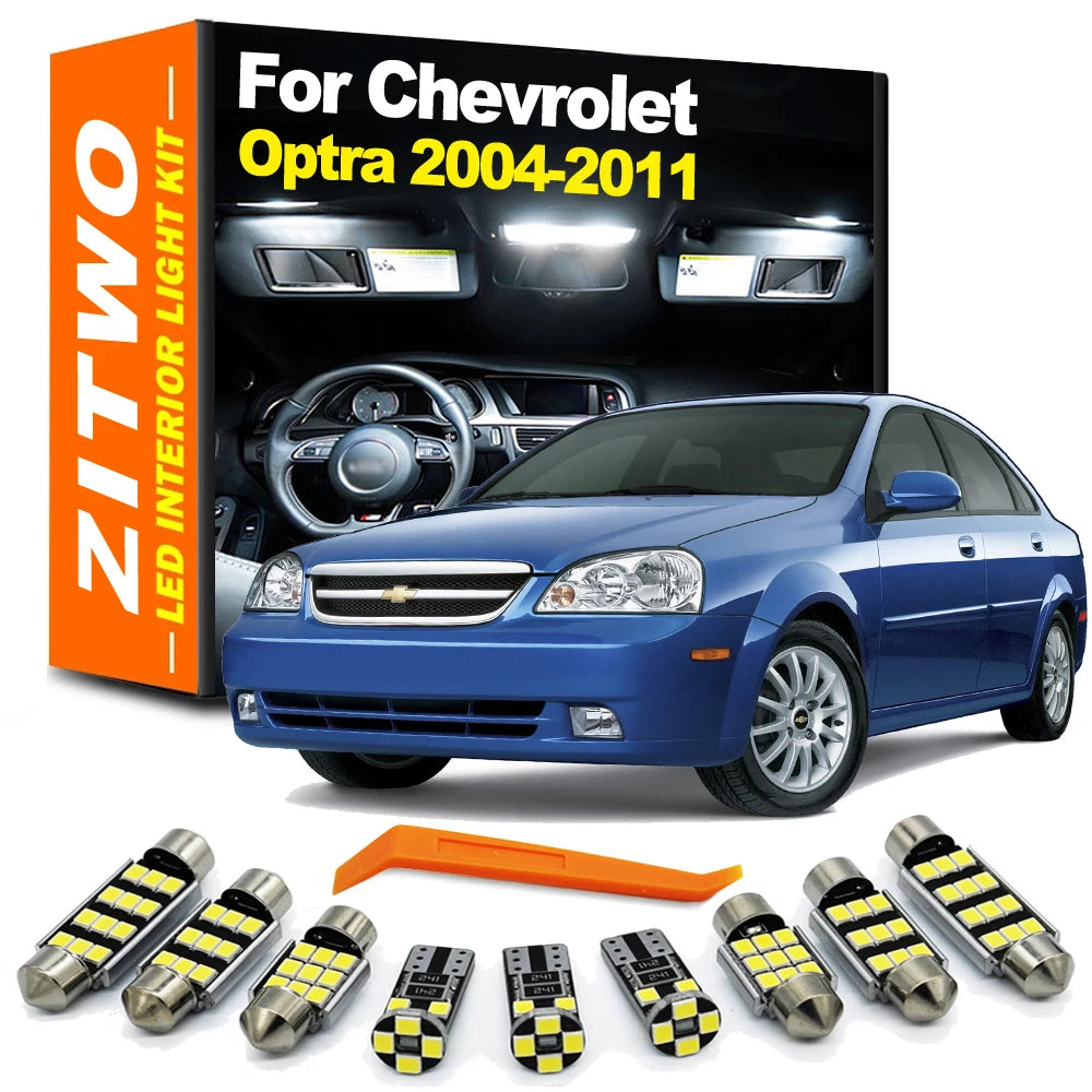 ZITWO 11Pcs LED Interior Dome Map Trunk Light Kit For Chevrolet Chevy Optra 2004 2005 2006 2007 2008 2009 2010 2011 Accessories