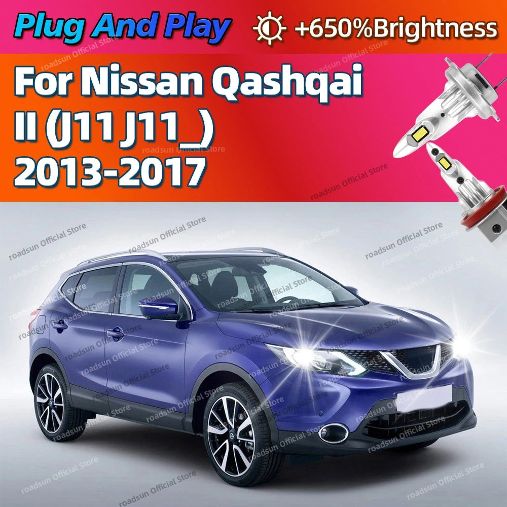 2/4Pcs LED Bulb Headlight Wireless 160W Auto Light Lamp Plug Play 6000K For Nissan QASHQAI