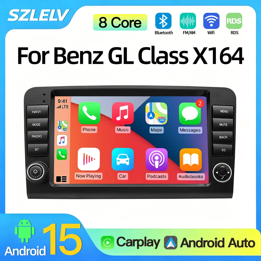 SZLELV 9inch For Mercedes Benz GL Class X164 ML W164 Android Auto Carplay Audio Bluetooth