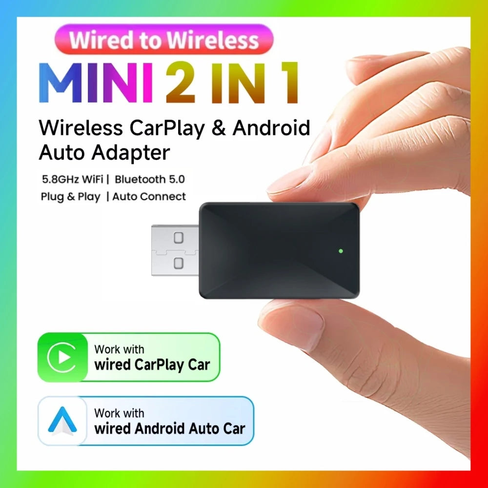 2in1 Wireless CarPlay Dongle Wireless Android Auto Adapter AI Smart Box Car Intelligent Sy | AUTOKITSHOP
