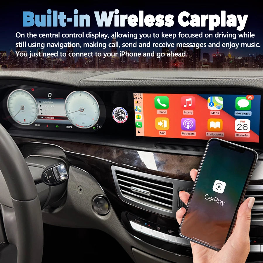 3-in-1 Integrated LCD Dual Screen For Benz S Class W221 S250 2006 - 2013 Carplay Android A | AUTOKITSHOP