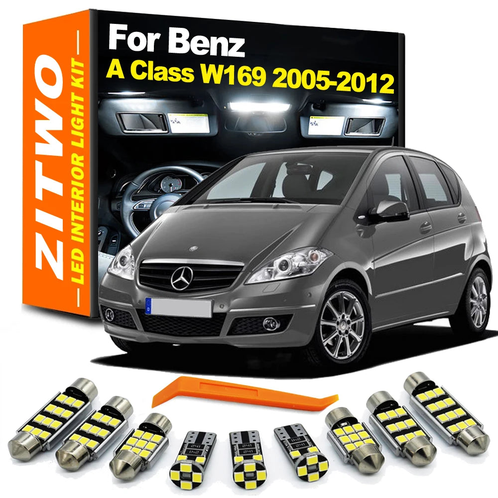 ZITWO 17Pcs Full LED Interior Light Dome Map Door Foot Sun Vsior Bulb Kit For Mercedes Benz A Class W169 2005-2012 Accessories