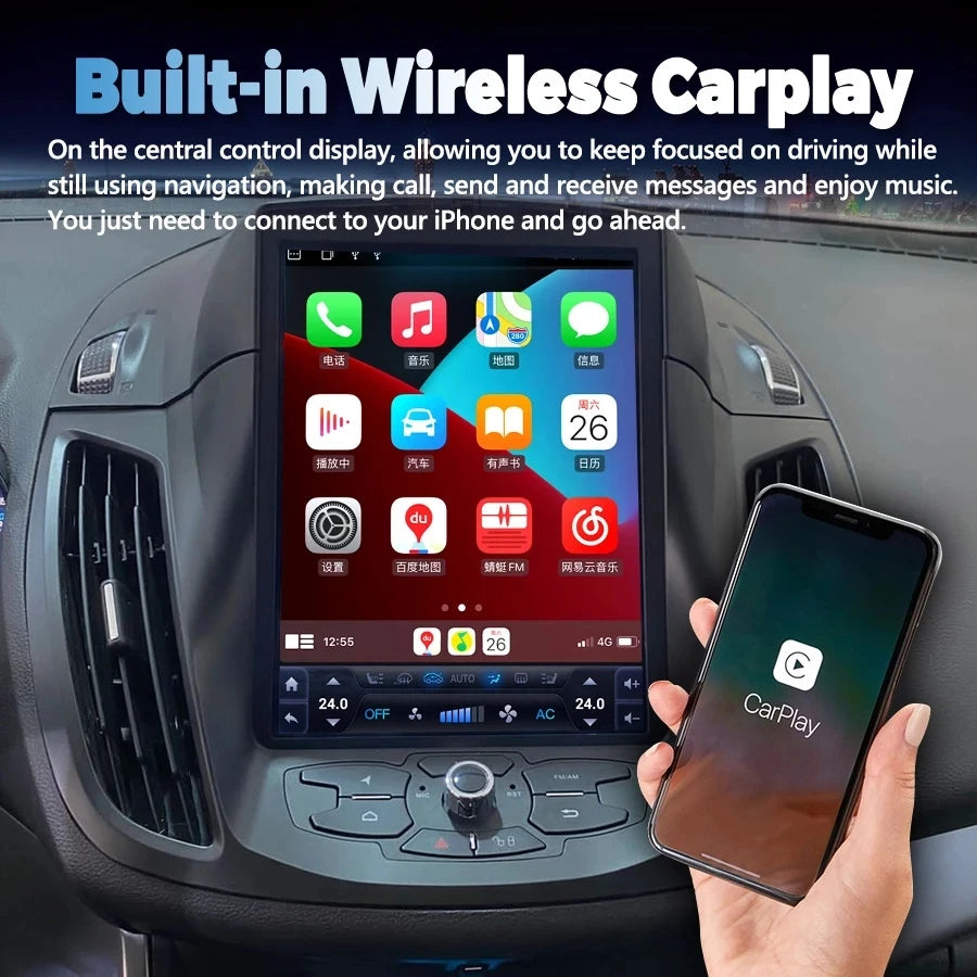 256GB Android 15 Car GPS Navigation Video Player for Ford c max kuga MK3 Carplay Radio Mul