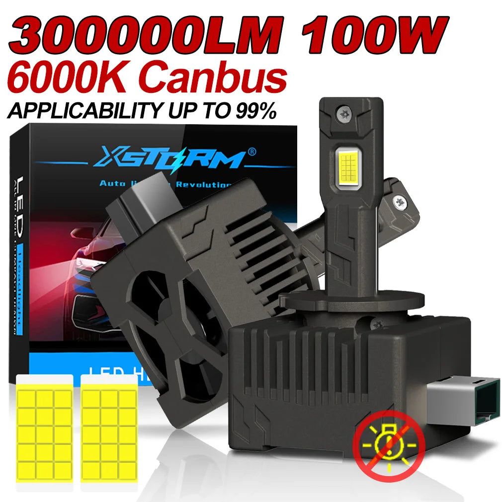 XSTORM D1S D3S LED Headlight Canbus 300000LM 100W D1R D3R D2R D2S LED Light Xenon Bulb D4S