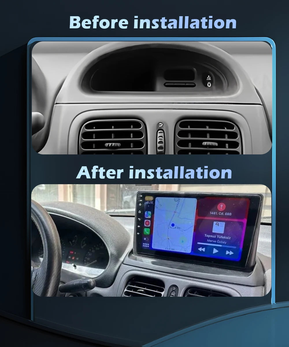 Android 16 For Renault Clio 2 2000 - 2012 Car Radio Multimedia Player Wireless CarPlay Nav