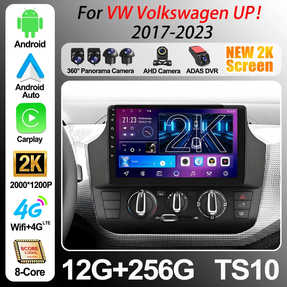 Stereo Head Unit For VW Volkswagen UP！2017 2018 2019 2020 2021 - 2023 Android 16 Multimedi | AUTOKITSHOP
