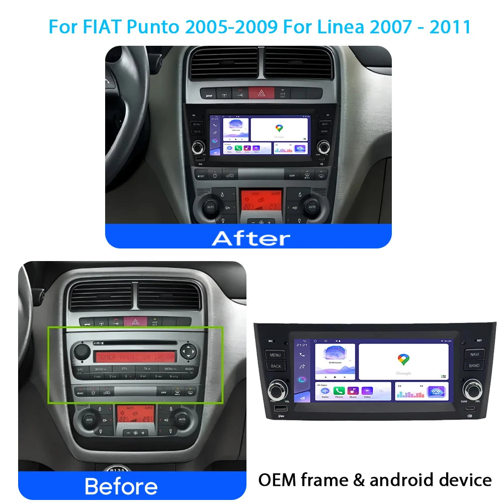 Android Auto Car Radio For FIAT Punto 2005 - 2009 Fiat Linea 2007 - 2011 GPS RDS DSP 4G Ca