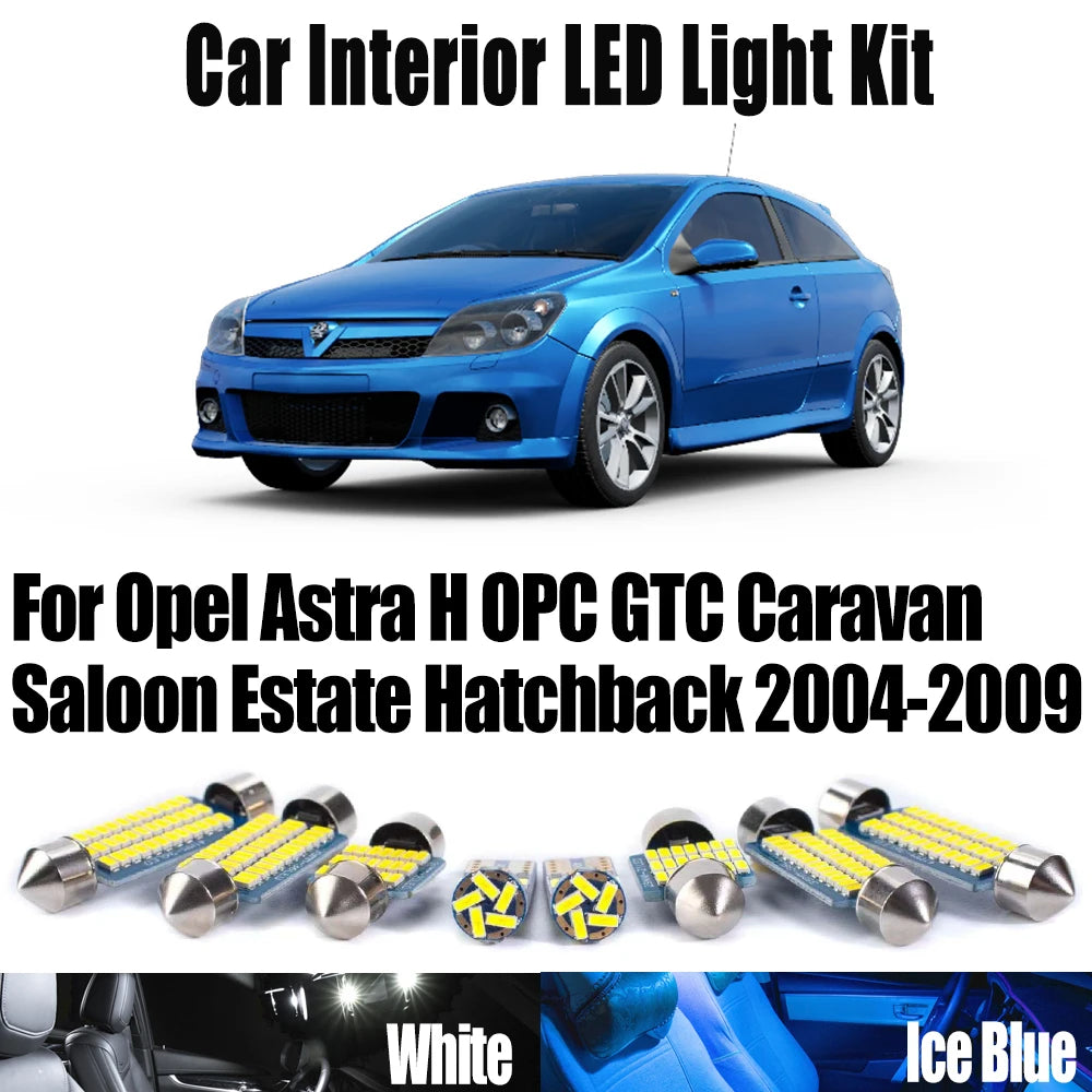 15-Piece LED Interior Light Kit for Opel Astra H OPC GTC Caravan Saloon Estate Hatchback 2004-2009 - Canbus Dome Map ...