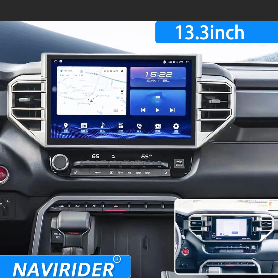 navirider For Toyota Tundra 2022 Car Radio Android 13 Sequoia CarPlay Stereo GPS QLED Scre