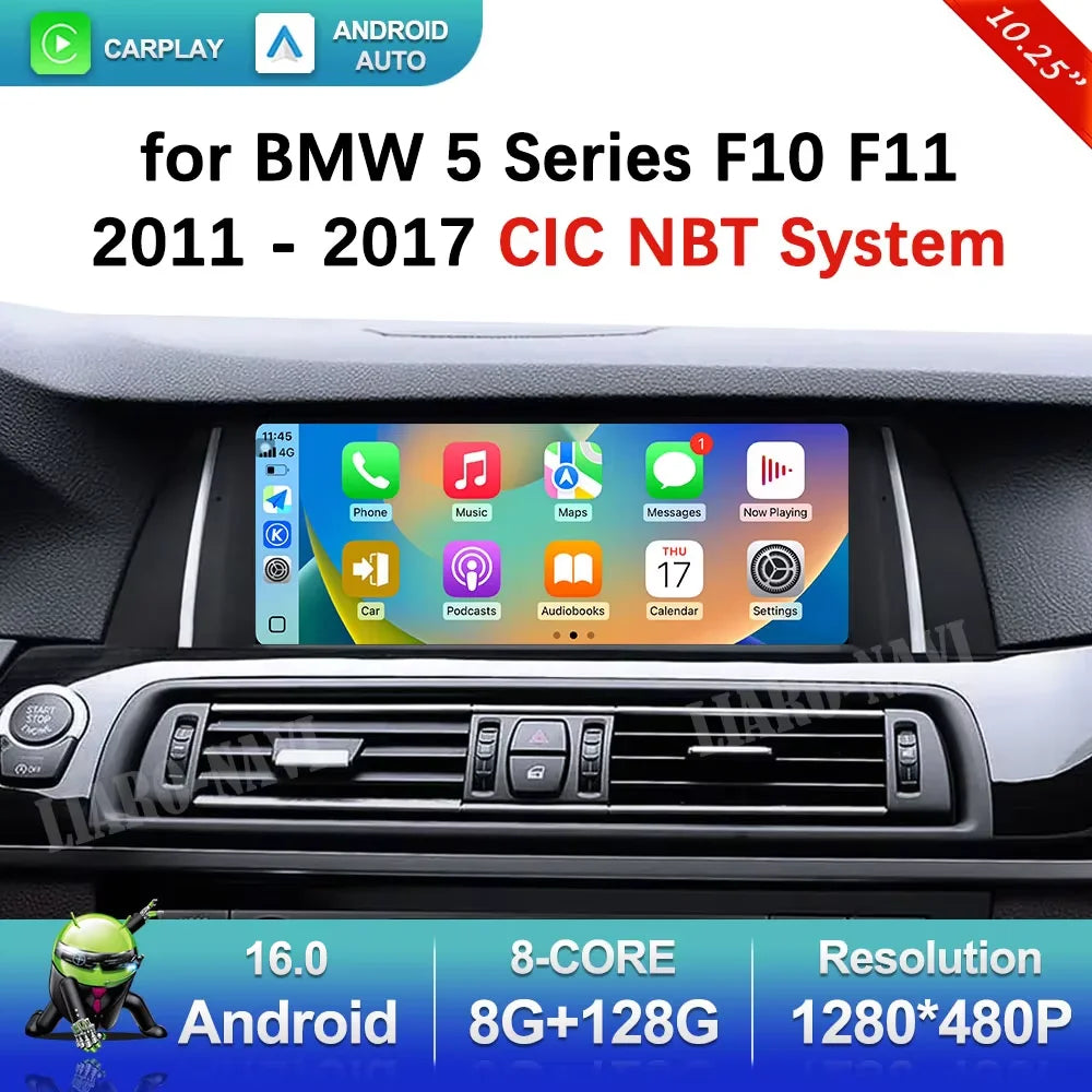 10.25 inch for BMW 5 Series F10 F11 2011 - 2017 CIC NBT System Android 15 Car Radio Multim