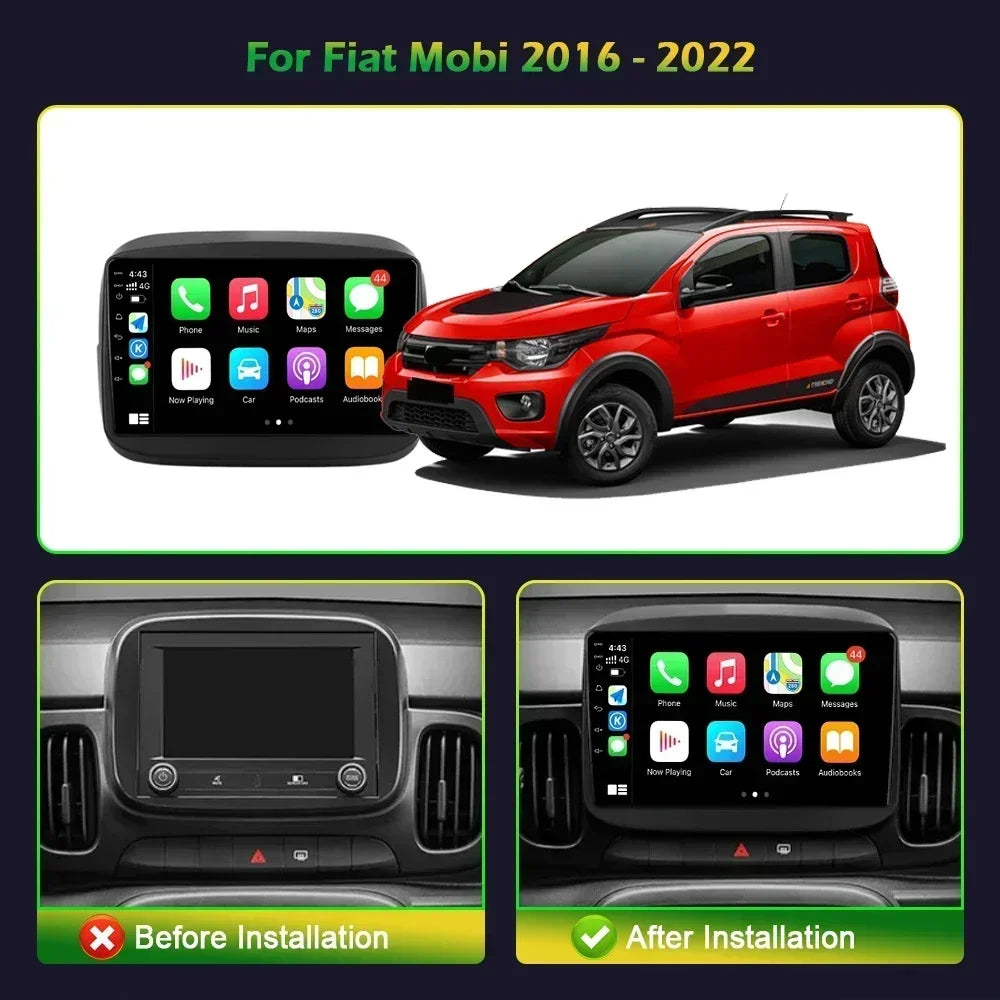 Car Radio Carplay Android 14 For Fiat Mobi 2016-2022 Central Multimedia Navigation GPS Car