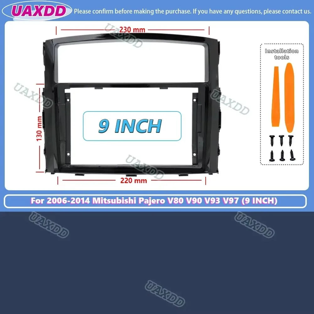 9inch Car Radio Fascia Frame For Mitsubishi Pajero V80 V90 V93 V97 2006-2014 Install Dash