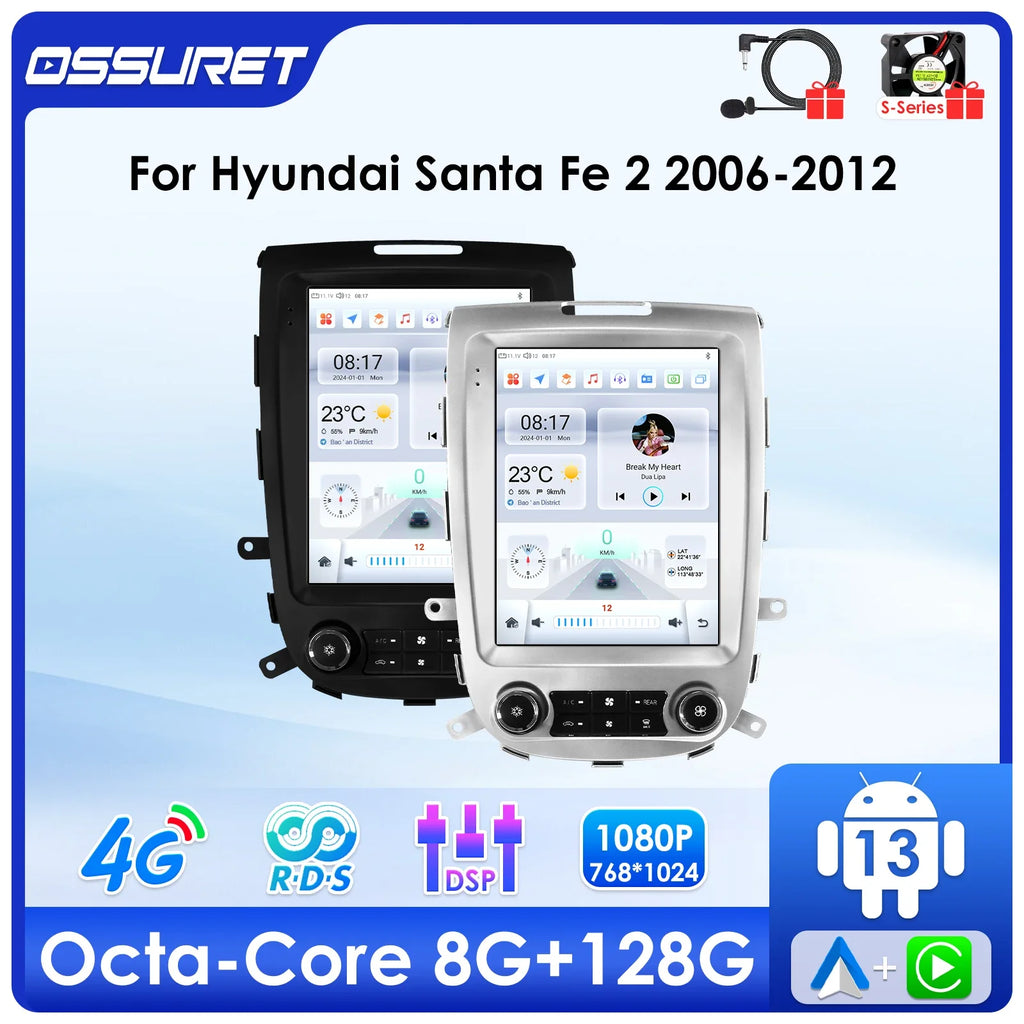 9.7"Android 13 for Hyundai Santa Fe 2 2006-2012 Multimedia player Car radio 4G Carplay GPS