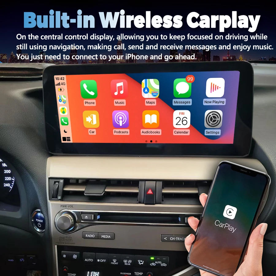 CarPlay Screen For Lexus RX RX270 RX350 450 2009 2010 2011 2012 2013 2014 2015 Navi 12.3"