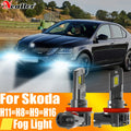 2x H11 H8 Led Fog Lights Headlight Canbus H16 H9 Car Bulb Diode Lamp 12v 55w For Skoda Oct
