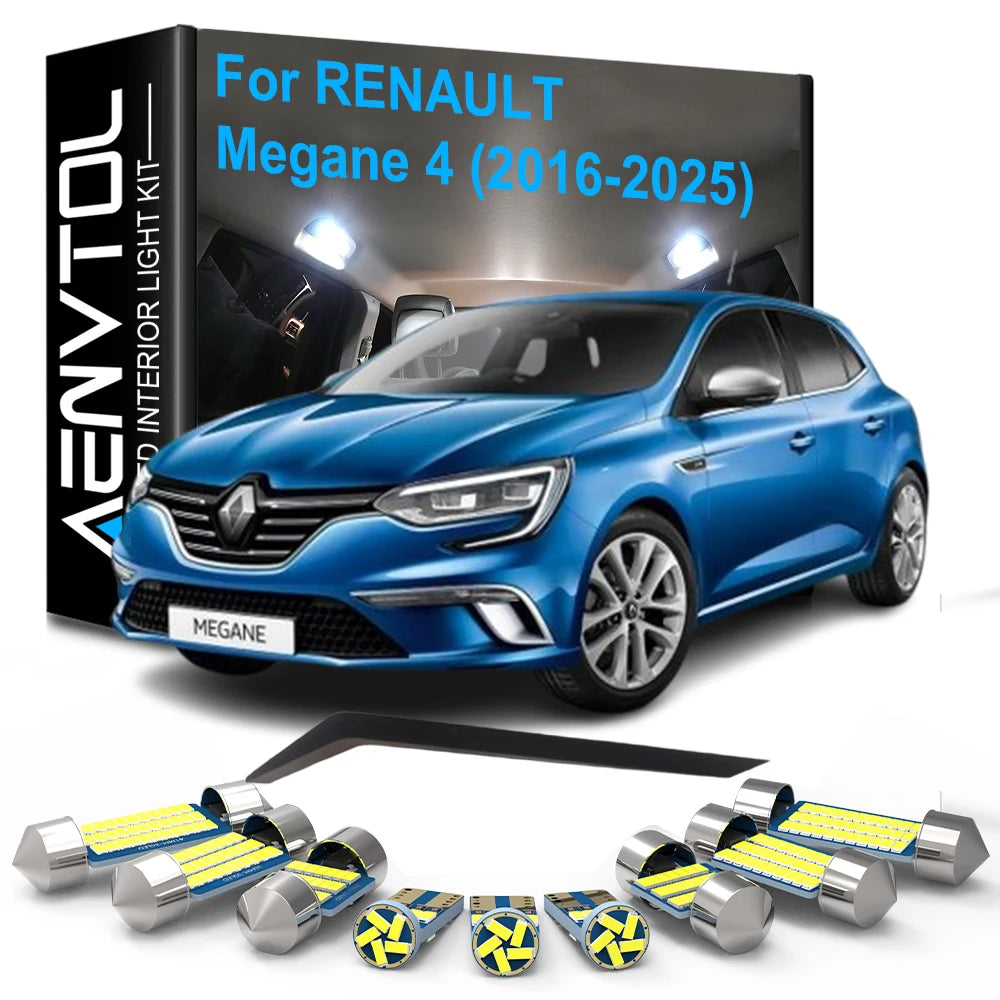 9-Piece LED Interior Light Kit for Renault Megane 4 MK4 2016-2025 - Canbus Dome Map Door Trunk Bulbs | AUTOKITSHOP