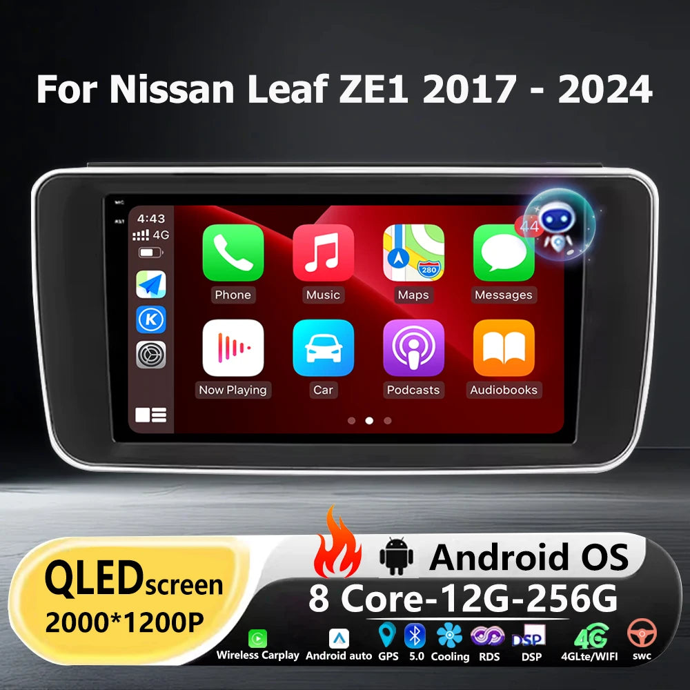 Wireless Carplay For Nissan Leaf ZE1 2017-2024 Android 16 Auto Car Radio Multimedia Video