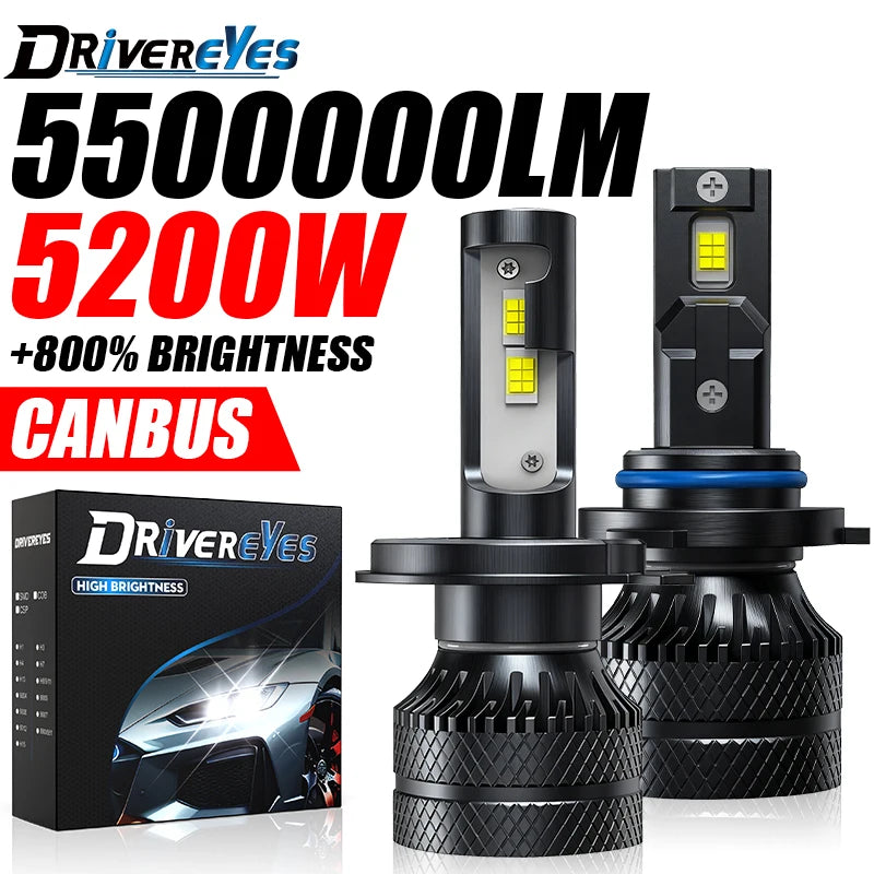 5200W H4 H7 LED Headlight Canbus H11 H1 H8 H9 9005 HB3 9006 HB4 9012 HIR2 5500000LM 12 PCS