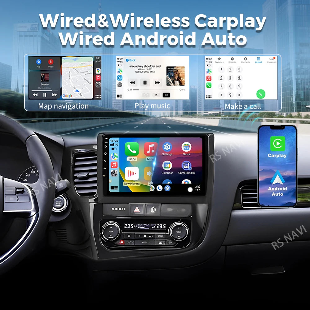 Android 16 2K QLED For Mitsubishi Outlander 3 2012-2018 Android Car Radio Multimedia Video
