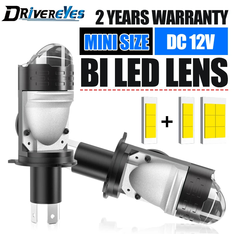 H4 LED Headlight Bulb Mini Bi Led Projector Canbus Super Bright 6000K Turbo Fan Car light