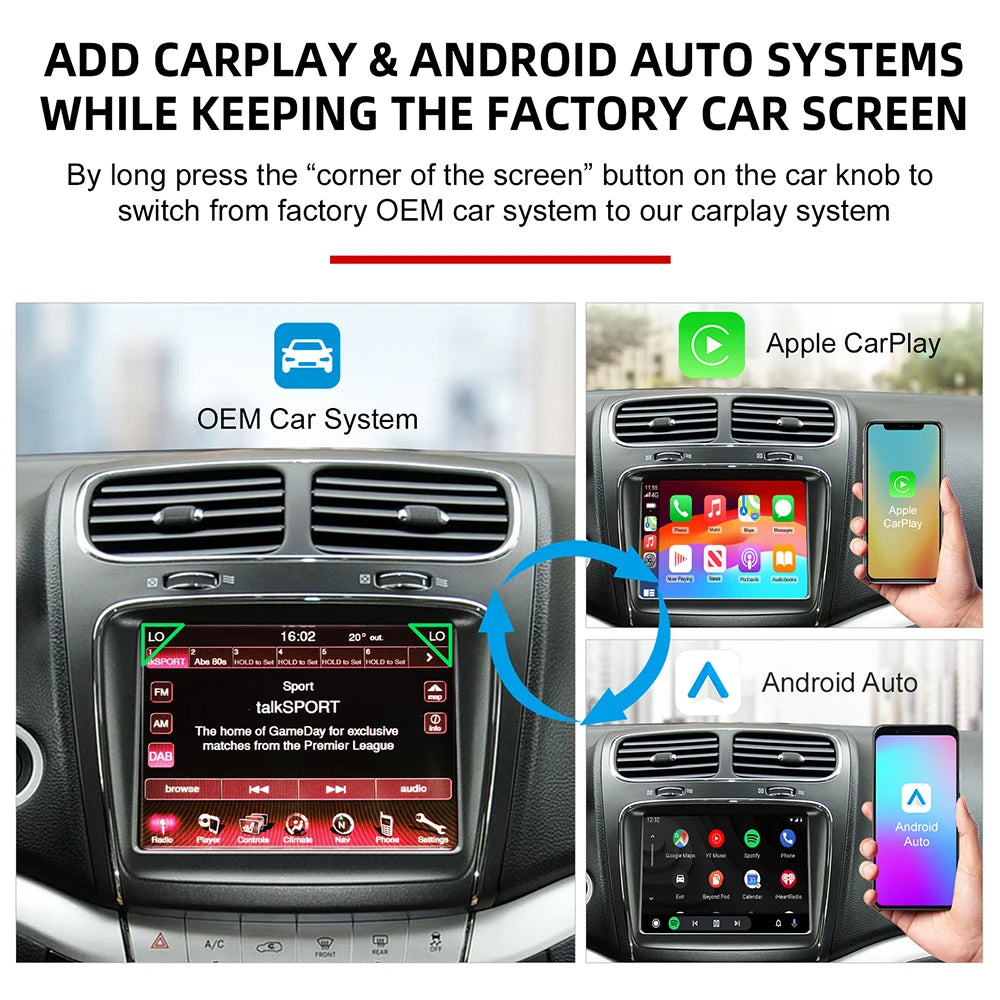 Wireless CarPlay Android Auto Retrofit Kit Decoder Box For Dodge Challenger Journey Charge | AUTOKITSHOP