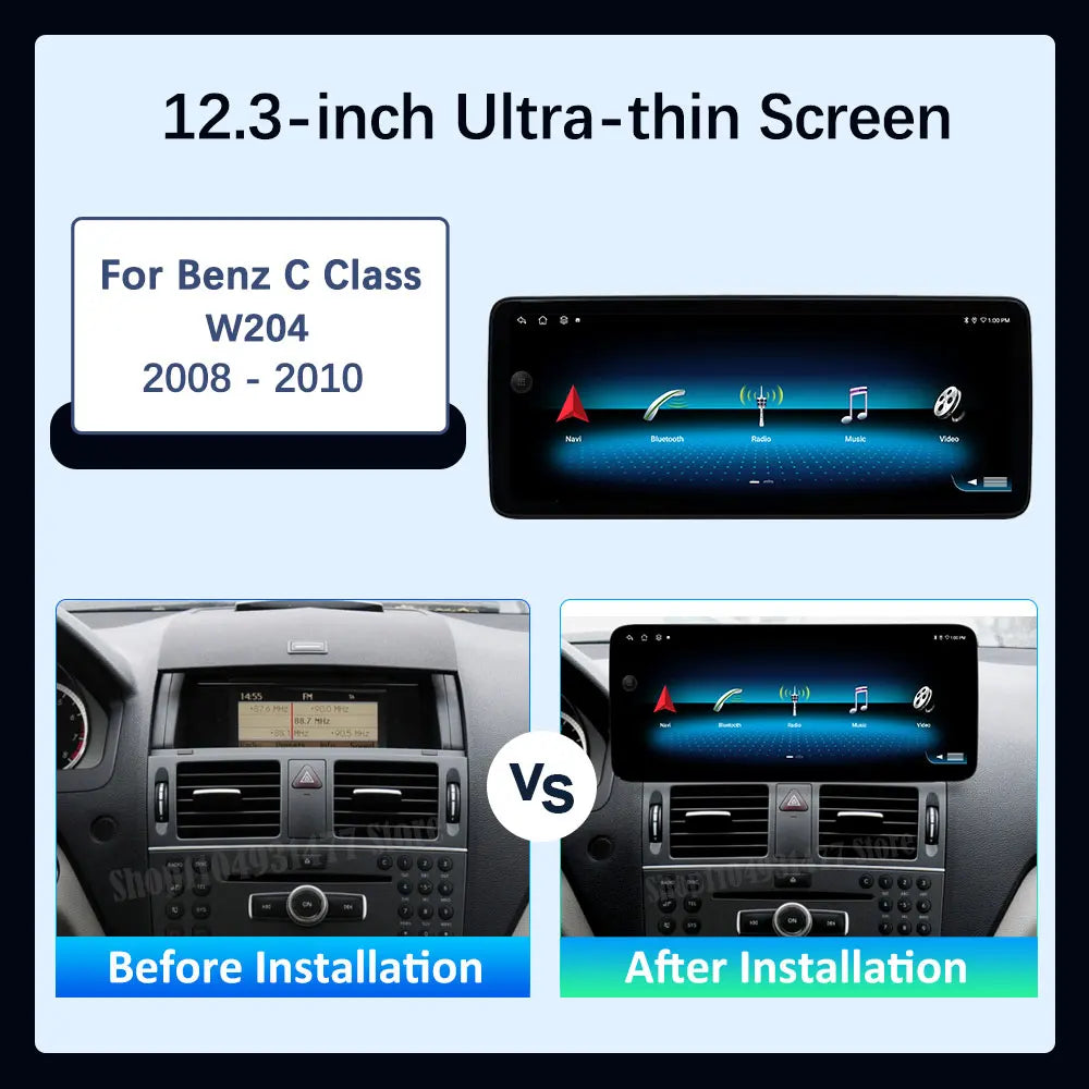 Android 16 GPS for Benz C Class W204 2008 2009 - 2010 BT Ultra-thin Screen Car Multimedia
