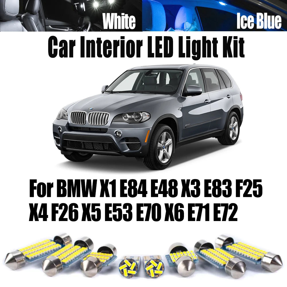 LED Interior Light Kit for BMW X1 E84 E48 X3 E83 F25 X4 F26 X5 E53 E70 X6 E71 E72 Car Indoor Reading Lamp - Canbus Er...