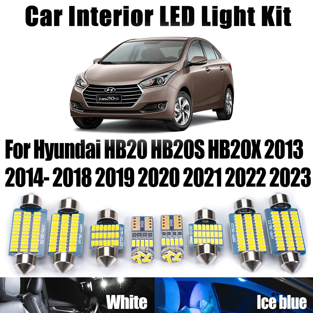 11-Piece LED Interior Light Kit for Hyundai HB20X HB20S HB20 2014-2018 - Canbus Error-Free Interior Bulbs