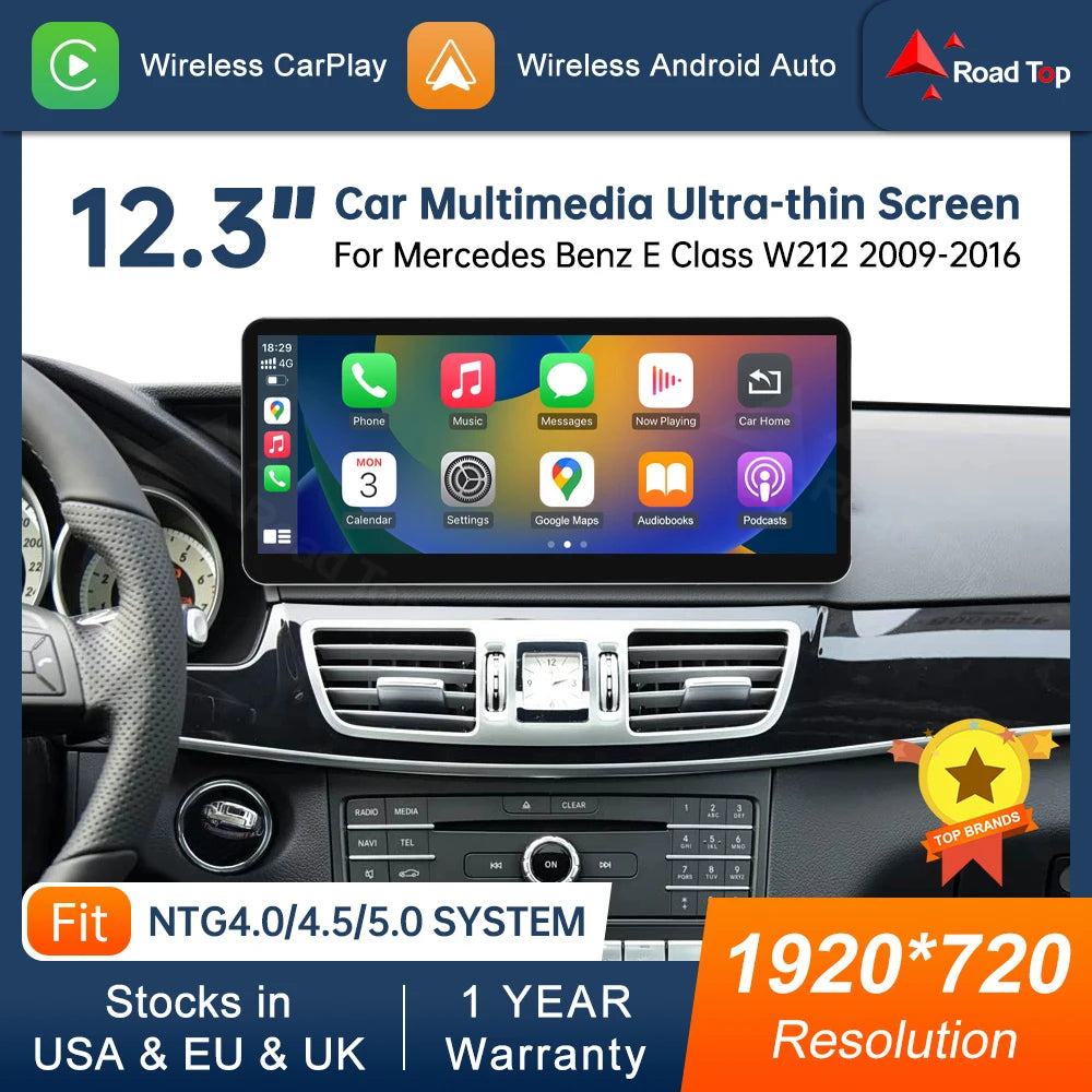 12.3'' Multimedia Display For Benz E Class W212 NTG4.0/4.5/5.0 LHD Touch Screen Wireless C | AUTOKITSHOP