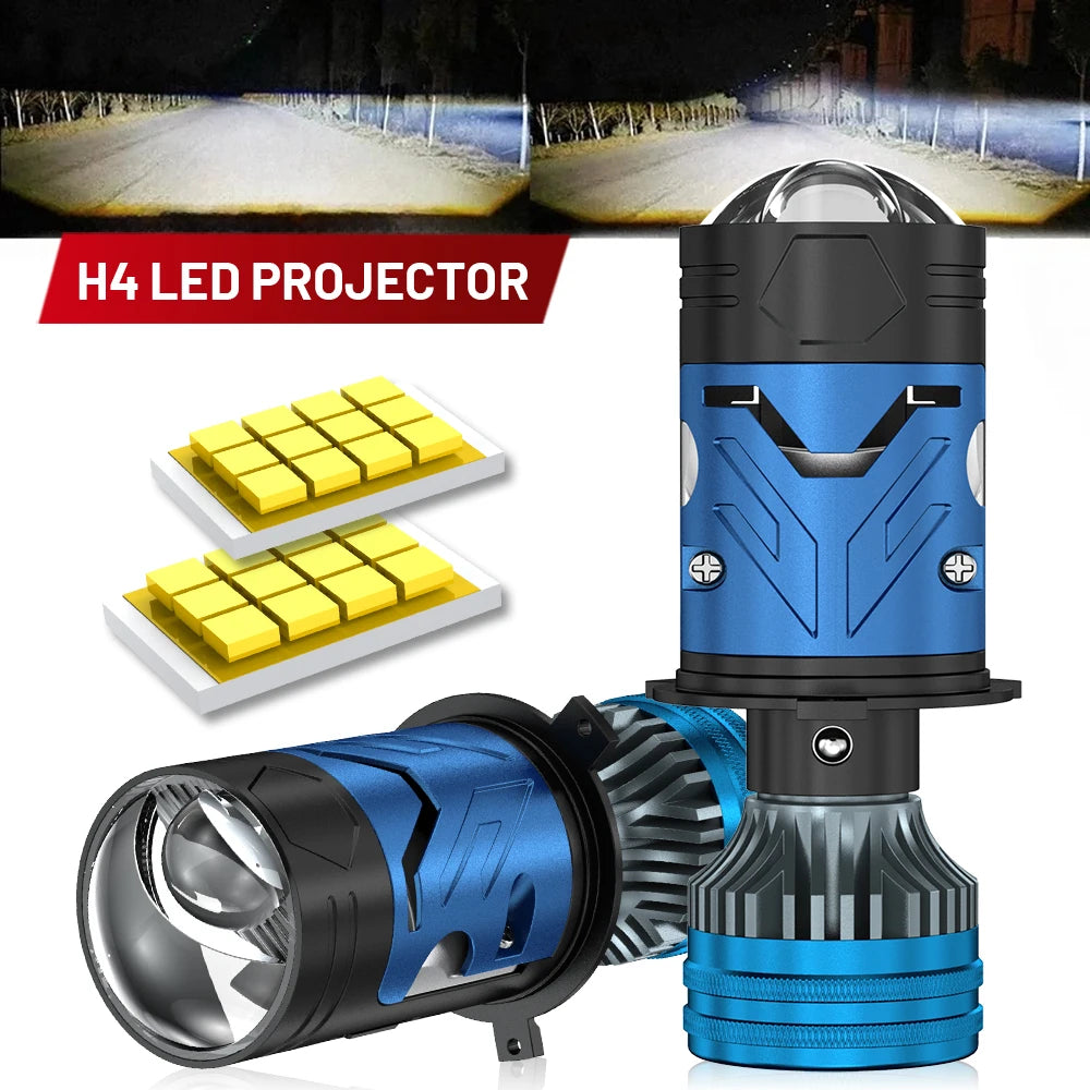 H4 LED Projector Lens Headlight High Low Light Fog Lamp Bulb Plug&Play High Power for Cars