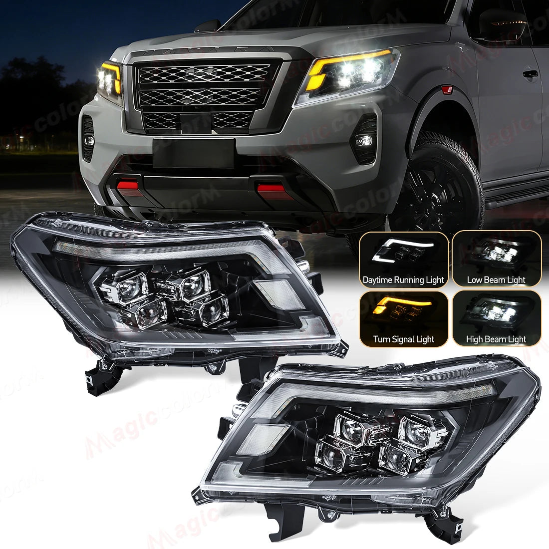 For Nissan Navara 2014 2015 2016 2017 2018 2019 2020 2021 LED Headlights Car Head Lamps Fr | AUTOKITSHOP