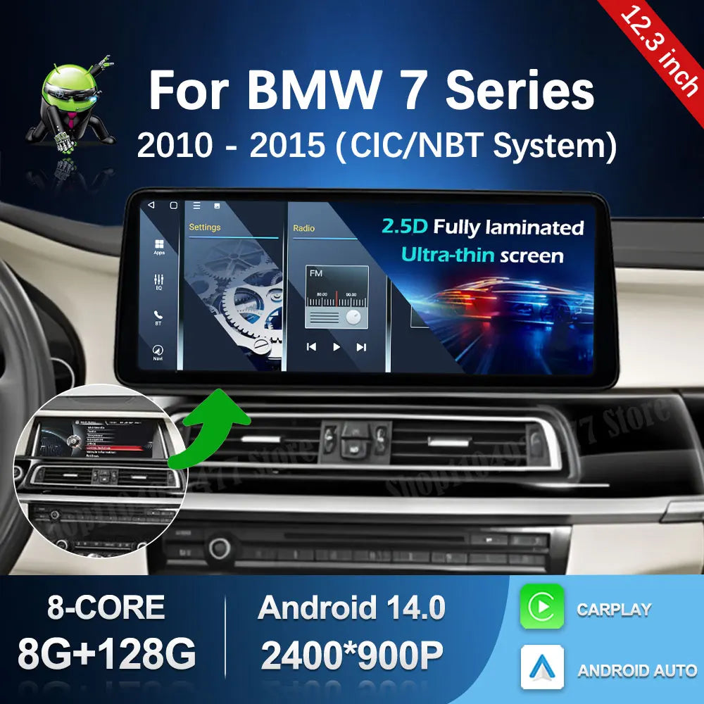 12.3 inch Android 14 GPS DSP BT Carplay Car Radio Multimedia Player for BMW 7 Series 2010
