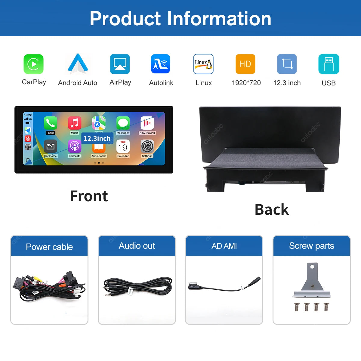 12.3'' Ultra-thin Multimedia Linux Screen Display For Audi A1 2012-2018 With Wireless Carp | AUTOKITSHOP