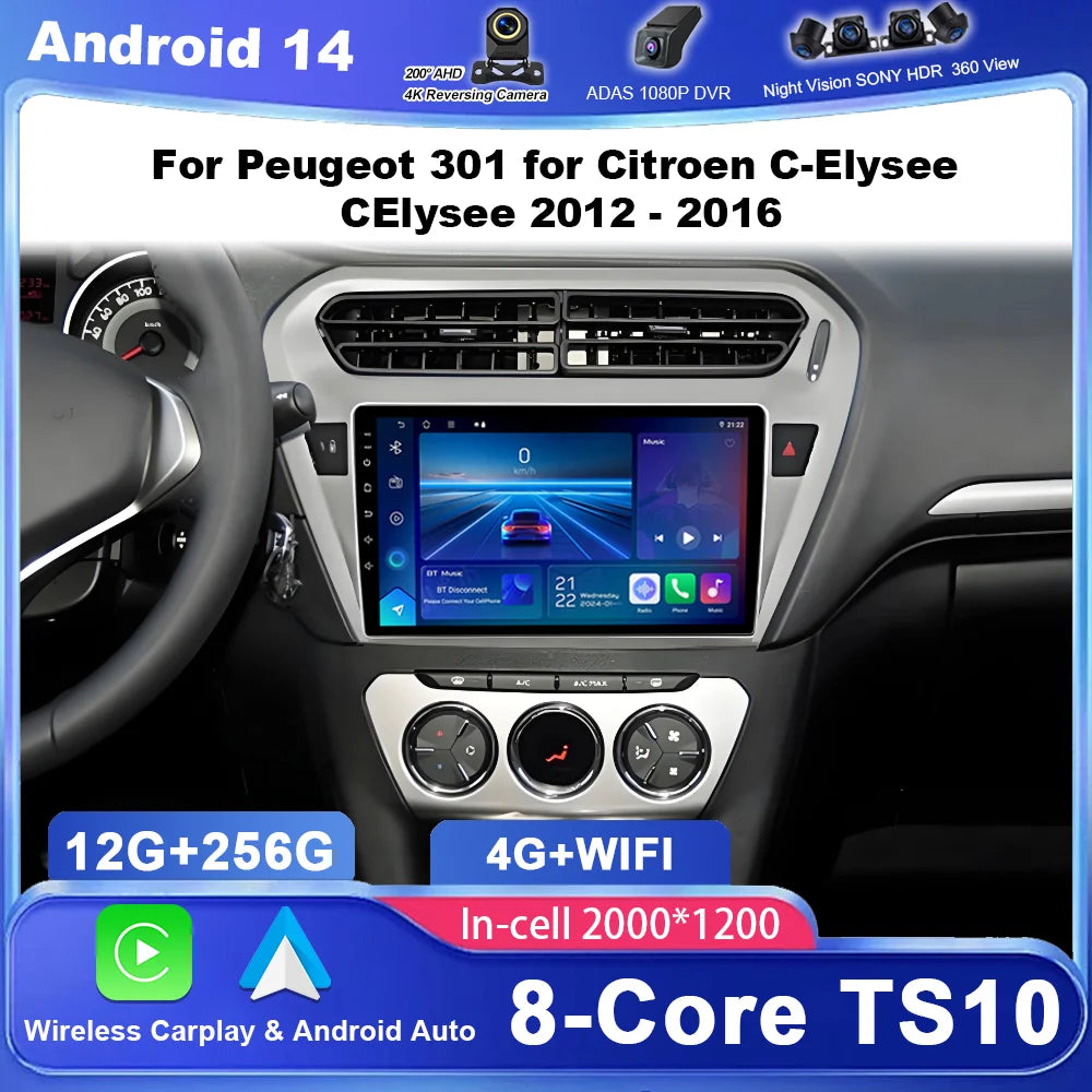 Car Android GPS Navigation For Peugeot 301 For Citroen C-Elysee CElysee 2012 -2016 Auto Ra