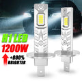 H1 Super Bright LED CANBUS Bulbs 1200W 1:1 Mini Size Wireless Headlight for Car 6000K Whit