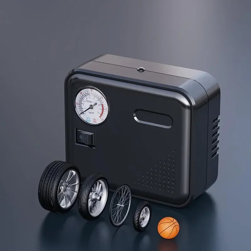 Car Tire Inflator DC 12V Car Air Compressor Auto Air Pump Pointer Type Tire Pressure Display Ele - Automotive LED Light