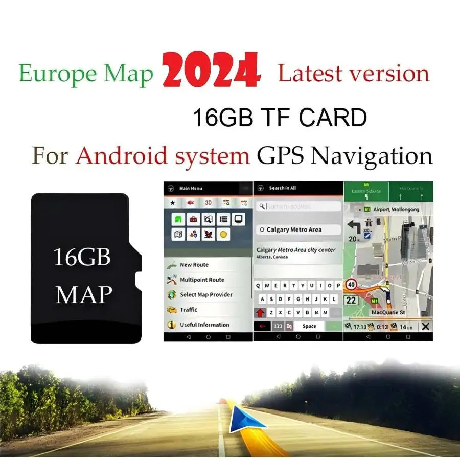 Android Car GPS Navigation Europe Map 16GB SD Card France Italy Spain